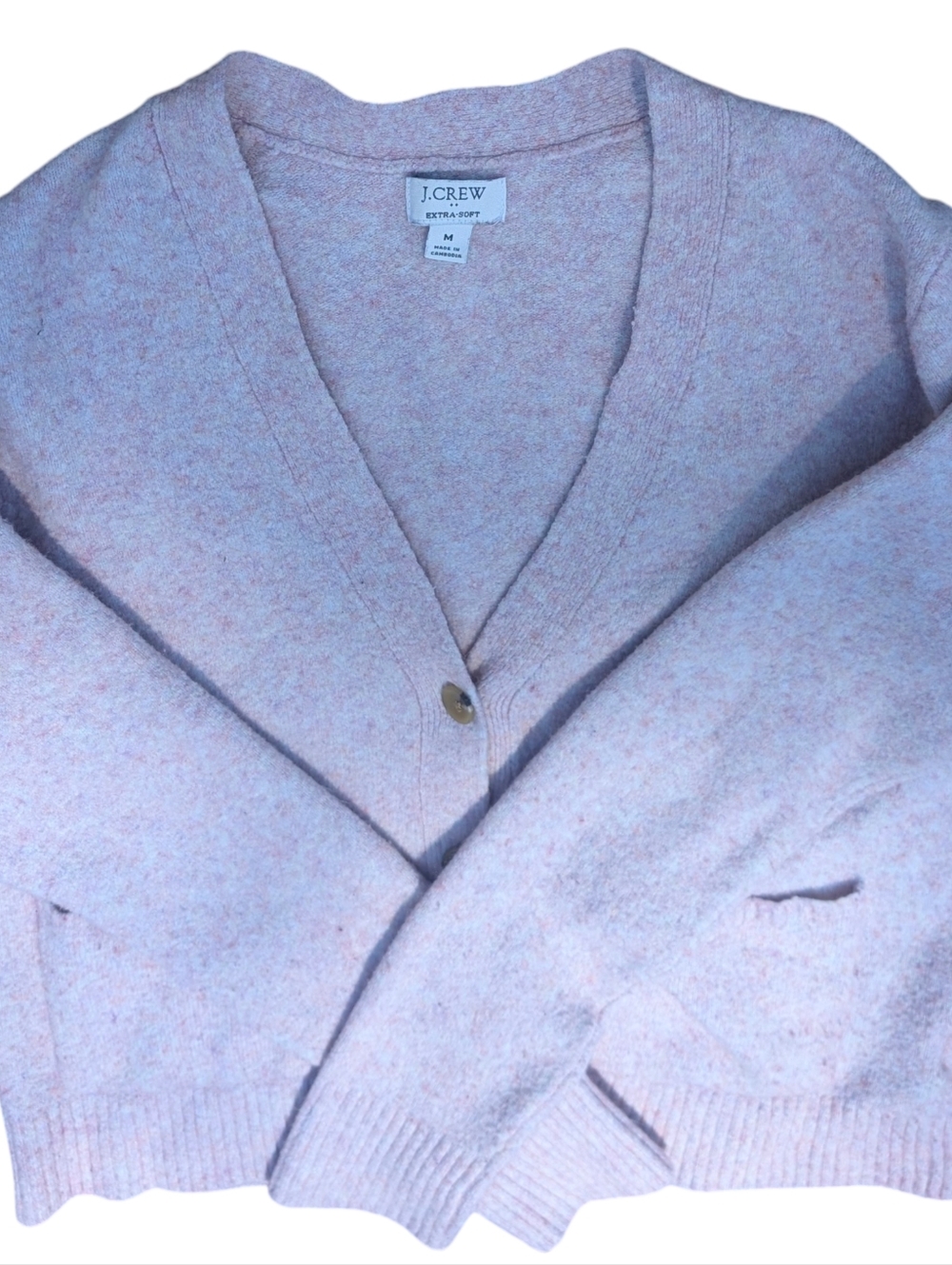 J.Crew Extra Soft Cardigan Pale Pink Button Front Cozy Lightweight Preppy Medium